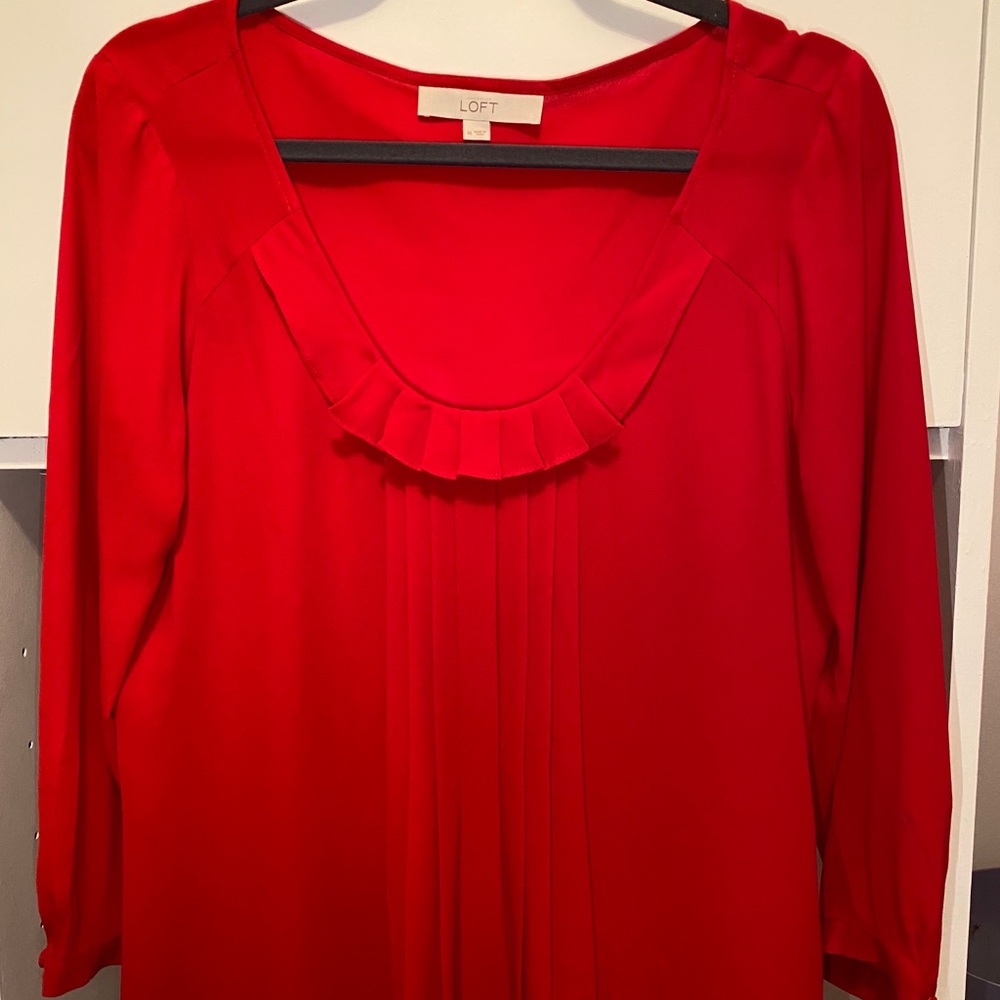 Loft Red scoop neck blouse